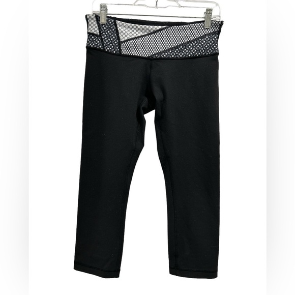 Lululemon Wunder Under Crop III *Full-On Luon Black/Dottie Eyelet White Black 8 - Picture 1 of 6